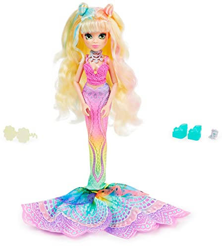 MERMAID HIGH, Spring Break Finly Meerjungfrau-Puppe und Zubehör mit abnehmbarem Schwanz und farbwechselnden Haarstreifen, Kinderspielzeug für Mädchen ab 4 Jahren