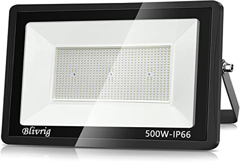 Blivrig 500W LED Strahler Außen Warmweiß 3000K, 50000LM Superhell Außenstrahler, IP66 Wasserdicht LED Fluter, Flutlicht, Aussenlampe für Gärten, Innenhöfe, Garage, Hotel