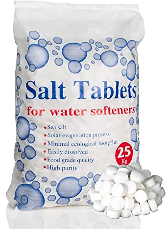 25Kg salt tablets, water softener salt tablets 25kg, Food Grade,Compatible to All salt tablets for water softener Machines 100% Genuine British water softener salt Premium Quality (1 Bag)