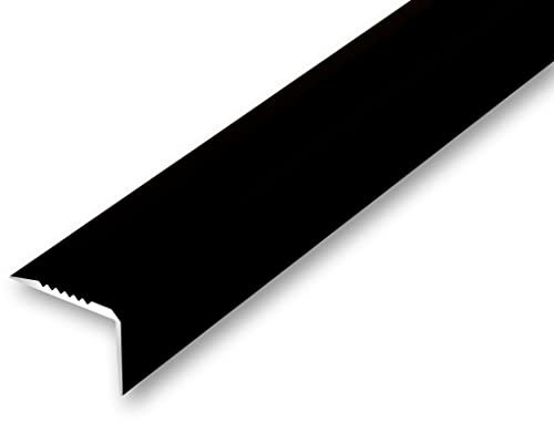 (17,41EUR/m) 40 x 28 x 1500 mm Treppenwinkel schwarz ungebohrt Treppenkantenprofil Treppenkante grob gerieft, stabil und rutschhemmend