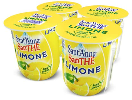 Sant'Anna SanThè Limone 0,2L | Pack 72 Bicchierini | Vero infuso di Thè in Acqua Sant'Anna | Bevanda tè freddo, dissetante, pronto da bere con cannuccia