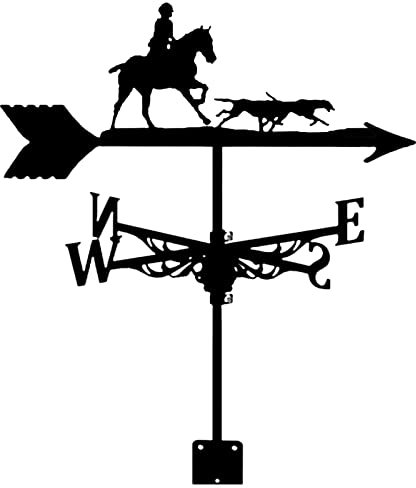 Toit Métal Girouette Chasse Silhouette Girouette Classique Indicateur de Direction du Vent avec Support d'Installation pour Garage Coupole Grange Jardin Ferme Décorer