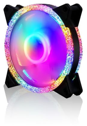 Rgb Case Fan, 120MM Fan Large Capacity Cooling, RGB LED Lights Adjustable, Equipped Oil Bladder Prevent Leakage Lubricant, Two Way Installatio Chassis Fan for Desktop