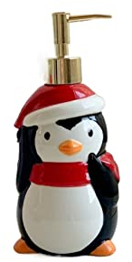 YUEMOL seifenspender Weihnachten Keramik-Weihnachtsmann-Schneemann-Pinguin-Badezimmerflasche Handseifenspenderflasche , Nachfüllbare Pumpflasche for Badezimmer-Küchen-Arbeitsplatte (Color : B, Size