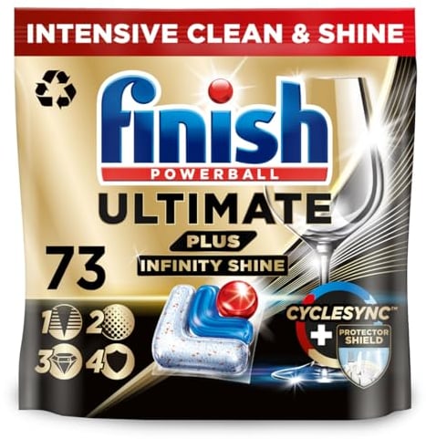 Finish Ultimate Plus Infinity Shine Lot de 73 tablettes pour lave-vaisselle Parfum frais Pour un nettoyage impeccable et une brillance de diamant