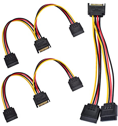 AccEncyc 3 Pack SATA Power Splitter 15 Pin SATA Power Extension Cable 9.8 Inch SATA Splitter SATA Power Cable for Hard Drive, HDD, SSD