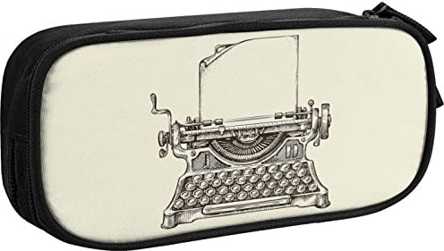 LOUJIN Vintage Schreibmaschine Sketch Publishing Old Editor Doppelschicht Federmäppchen Große Kapazität Reißverschluss Schreibwaren Aufbewahrungstasche für Jungen und, farbe, 5.0cm*10.5cm*20.5cm,