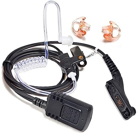 HYS Big PTT Button Earpiece Radio Headset Compatible for Motorola DP4400 DP4401 DP4600 DP4800 DP4801 Walkie Talkie, Covert Acoustic Tube