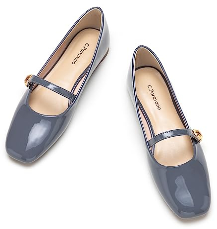 C.Paravano Mary Jane Schuhe Damen | Ballerinas Damen elegant | Flache Schuhe für Damen | Riemchenballerina Damen(40,Grau)