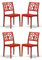 Set 4 sedie in polipropilene TETI, MADE IN ITALY, impilabile, idrorepellente, resistenza raggi UV, design moderno albero della vita per sala da pranzo, cucina, bar, ristoranti, esterno (Rosso, 4)