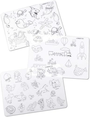 LONGFITE 3 Pack Silicone Placemats for Kids Dining Table Place Mats Heat Resistant Table Desk Counter Top Protector Mats Washable and Reusable