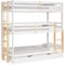 Homestyle4u 2589 | Kinderbett Etagenbett 3 Kinder | Hochbett 90x200 mit Treppe Lattenrost Bettkasten | Weiß Holz Natur