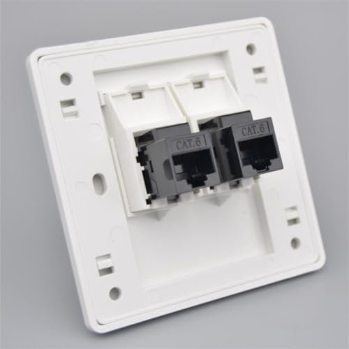 Enchufe De Pared de Red de Doble Paso Gigabit CAT6 Hembra A Hembra RJ45 Placa Frontal LAN Enchufe Recto de Internet Enchufe de Salida (LAN x 2)