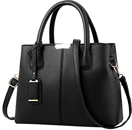 FGUUTYM Handtasche für Frauen Geräumige Handtaschen Damen Geldbörse Satchel Schultertasche Tote Ledertasche Taschen Für Fahrradgepäckträger (Black, One Size)