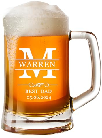 EDSG Personalised Beer Glass Laser Engraved Pint Glass Beer Mug Personalised Pint Glass Gifts for Father's Day Birthday Christmas (Design 4)