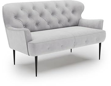 CAVADORE 2-Sitzer Küchensofa Amba, Trendige Sitzbank für Küche oder Esszimmer / 153 x 97 x 87 / Flachgewebe: Hellgrau