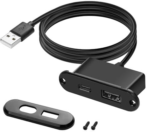 XMSJSIY USB USB C Desk Power Grommet Outlet 5V/2A USB/Type-C Embedded Charging Port Phone Desktop Charger Scoket Station for Sofa Table Bedside Workbench Office,Home-1.2M/3.9FT