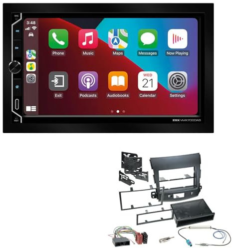 ESX VMX700DAB 2-DIN Autoradio kompatibel mit Wireless Apple CarPlay Android Auto Bluetooth DAB+ passend für Citroen C-Crosser 2007-2014 schwarz mit OEM Navi