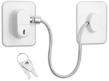 Kühlschrankschloss mit 2 Schlüsseln, Flügelfenstersicherung Fensterschutz für Kinder, Kind Kühlschrank Kleber, Schloss inkl