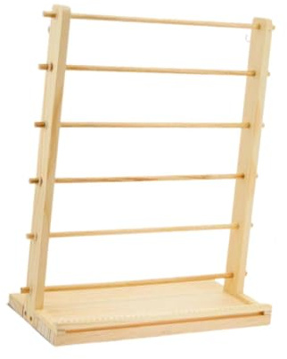 Organizzatore di Supporto a Nastri a 4 Livelli, Porta per Bobine di Nastro in Legno, Cucito-Porta Rocchetto di Filo, Thread Storage Portafilo per Carta da Regalo, Ricamo, Quilting, Negozio (L)