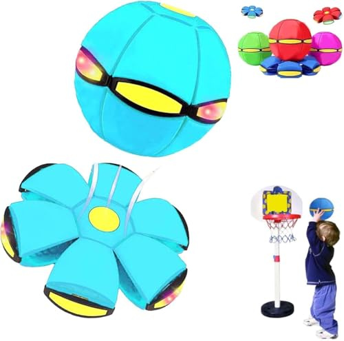 Générique Balle De Deformation Frisbee Chien, Boule Soucoupe Volante pour Chien, Frisbee Transformé en Balle, Jouet Portable pour Animaux De Compagnie (Bleu Clair)