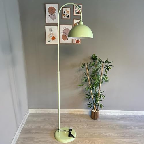 bamyum Gorkiede Metall, Moderne, Stehlampe Wohnzimmer, Schlafzimmer, Kinderzimmer mit E27 Fassung, 30 cm Breit, verstellbarer Lampenschirm, Stehleuchte mit Dimmer, Minzgrün