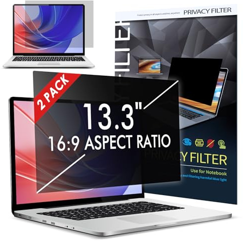 LAMA [2 PACK] 13.3 Inch Universal Laptop Privacy Screen Filter for 13.3 Laptop Monitor(16:9), Anti-Blue Light/Anti-Glare/UV Privacy 13.3 Screen Protector (WxH: 294*166mm), Protect Eye & Information