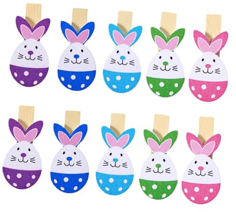 TOYANDONA 30 Stück Fotoclips mit Osterhasenmotiv Bunte Holzklammern im Cartoon Stil für Geburtstage und Weihnachten Dekorativ und Festlich Zufällige Farbe
