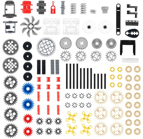 117-Teilig Technik Ersatzteile Set,APKLVSR Power Functions Zubehör mit Zahnrädern, Zahnstangen, Schneckengetriebe, Verbindern & Achsen für Technik Klemmbausteine