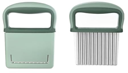 Daleweo Tagliaverdure Ondulato, Tagliapatate con Lama Protettiva in Acciaio Inox Rigata, Adatto per Frutta, Verdura E Insalate (Verde)