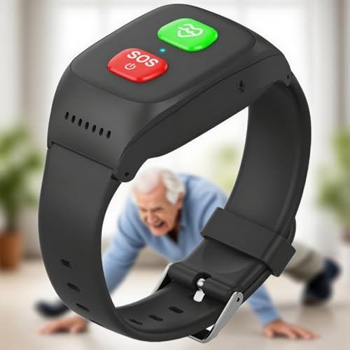 Orologio di posizionamento GPS con pulsante di emergenza SOS, rilevamento di cadute, impermeabile, 4 G, chiamata vocale per anziani e pazienti, braccialetto di chiamata di emergenza