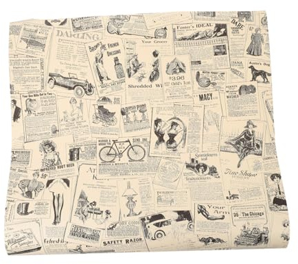 Zerodeko Papier Peint Autocollant Pvc Rétro à Motifs de Journaux Anglais, Décoration Murale Facile à Poser pour Salon et Chambre, Style Vintage Créatif
