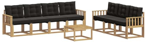 vidaXL Outdoor-Sofagarnitur mit Kissen 8 pcs Weiß und Schwarz, Moderner Garten-Sofa, strapazierfähiges Outdoor-Sektionen-Set, bequemes Terrassenmöbel, ideal zum Entspannen
