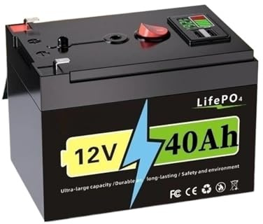 12V 20Ah 40Ah 60Ah 80Ah 100Ah LiFePO4 Lithium Battery for Solar Energy Fish Finder Power Wheel Lighting Boat Home RV Battery(40000mAh)