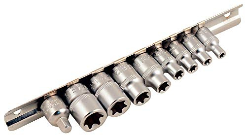 Steckschlüssel Satz Schraubnuss Kfz Werkzeug Torx Nüsse 9 tlg + Metallschiene