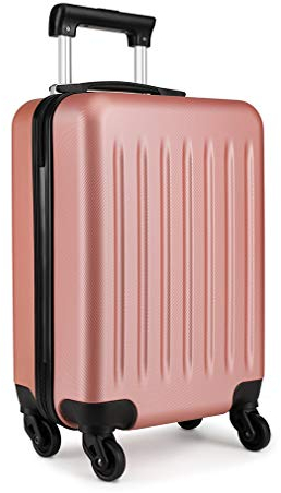 KONO Koffer Reisekoffer Handgepäck Trolley Hartschale ABS Gepäck 4 Rollen Spinner Rollenkoffer (Nude, Klein Koffer)