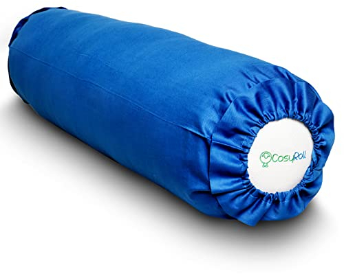 Original CosyRoll® Seitenschläferkissen & Kuschelkissen | Besser schlafen Kissen | 100% Baumwolle & Füllung aus Mikrofasern | 90cm x 30cm | Kissen mit Bezug Lobelia (Farbe Blau)
