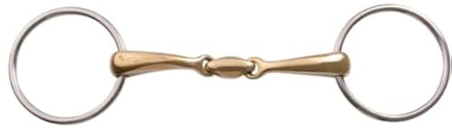 Amahorse Filetto anelli snodato con olivetta, imboccatura curva piena anello 70mm imboccatura 16 mm CAVALLO morso (13,5)