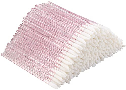 300 Counts Lip Applicators Disposable Lip Brushes Crystal Lipstick Lip Gloss Wands, Pink