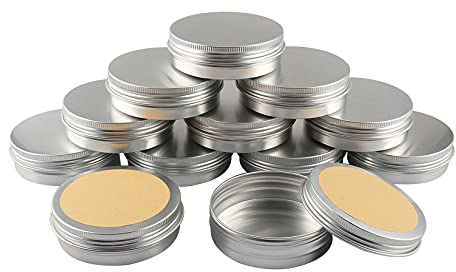 BasicPacking 12 Stück 100ml Silber Leere Rund Aluminiumdose mit Schraubdeckel Alu-Dose Aluminium Schraubdose Cremedose Kerzendosen Kosmetikdosen Blechdosen Aludose mit 12 Stück 70mm Aufkleber