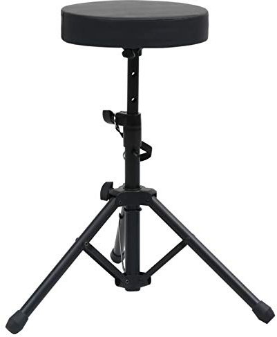 Susany Verstellbarer Drumhocker mit klappbaren Beinen Höhenverstellbar Donner Schlagzeughocker Schwarz Rund 22 x (47,5-62) cm