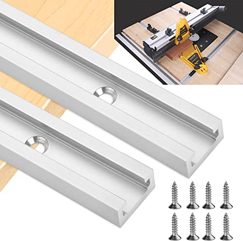 BUZIFU 2 Stück T Track, 400 mm Aluminiumlegierung T-Schienenrampe T-Slot T-Nut Gehrungsschiene T-Nutenschiene T-Spur mit selbstschneidenden Schrauben für Holzbearbeitung oder Router Tischsäge