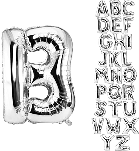 DekoRex Folienballon Silber 82cm Luftballon Geburtstag Hochzeit Deko (Buchstabe B)