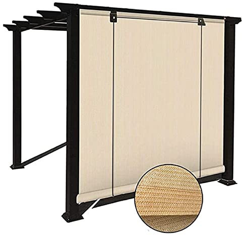 LIJINBO Sonnensegel Sichtschutznetz,Rollo-Rollos Für Den Außenbereich, Aufrollbare Jalousien, Winddichter Sichtschutz, Terrassen-Sonnenschutz Für Veranda, Pavillon, Hinterhof, Deck, Pergolen