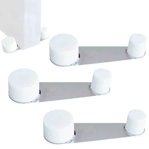 Tope puertas suelo giratorio 4 unids - Topes para puertas suelo con retenedor blanco - Tope sujeta puertas suelo adhesivo - Retenedor puerta giratorio 360º