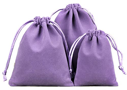 12 Stück Samtbeutel Schmuckbeutel,Kleine Stoff Beutel mit Kordelzug,Samt Säckchen Geschenkbeutel Stoffsäckchen zum Befüllen für Schmuck Hochzeit Weihnachten Geburtstag Party Geschenk,5x7cm Helles Lila