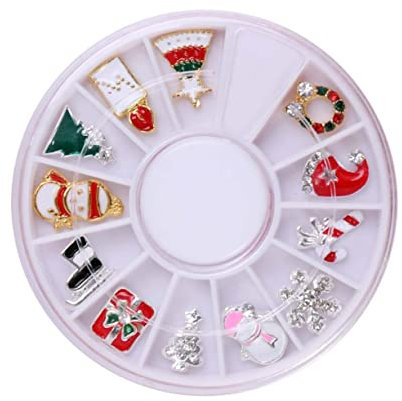 minkissy 12pcs Christmas Themed Nail Art Stickers Nail Pearls Decor Elegant Manicure Accessories for Women Girls