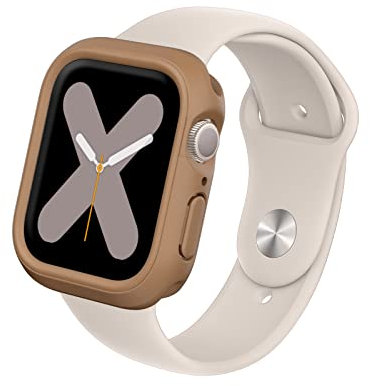 RhinoShield Bumper Case kompatibel mit Apple Watch Serie 9/8 / 7 [45mm] | CrashGuard NX - Stoßdämpfende Schutzhülle im schlanken Design, rutschfest - Goldbraun