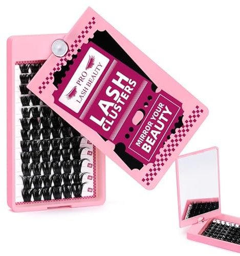 PRO Einzelne Wimpern 72 Pcs Wimpern Einzeln Cluster Lashes Büchse mit Drehspiegel DIY Wimpern Extensions Individual Lashes Wimpernbüschel Einzelwimpern (Into You-01, C-10-16mix)
