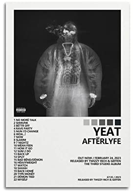 SUANYE Yeat Poster Afterlyfe Albumcover-Poster für Schlafzimmer, ästhetische, dekorative Malerei, Leinwand, Wandkunst, 30 x 45 cm